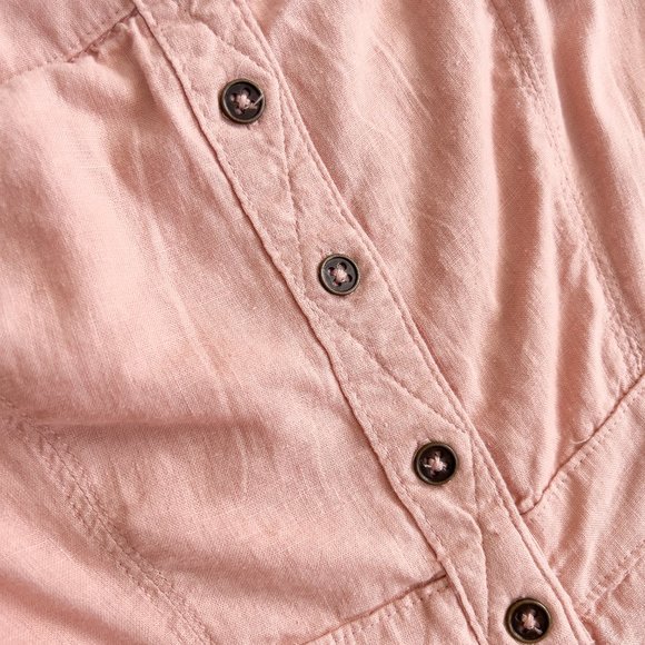 Urban Outfitters BDG | Pink Button Front Dress Linen Blend Strapless | Women's 2 - Picture 3 of 5